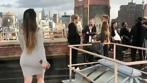 Thicc Asian chick in a tight grey dress...