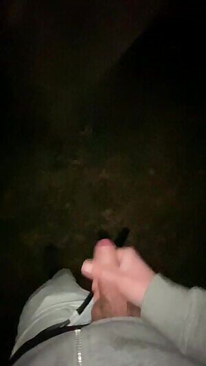 Jacking off outside in the woods