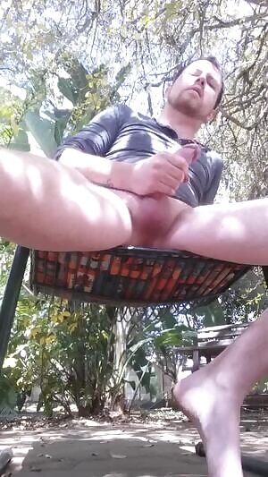 Rubbing my big stiffy and getting a taste of it's head