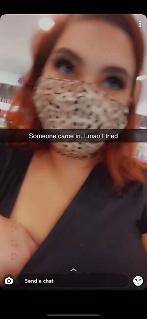 Almost caught by a customer while pulling out my titty at work.