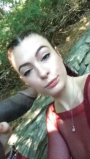 Sucking her boyfriend's dick on their hike